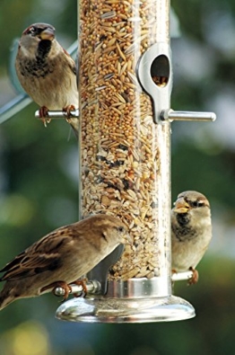 dobar 11520 Großer Futterspender mit Vier Futterplätzen für Vögel, XL Futterstation-Futtersäule für Wildvögel